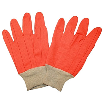 Cordova 2805CDN High-Vis Orange, Corded Poly/Cotton Blend Double Palm, Canvas Chore Work Gloves, Natural Knit Wrist - Dozen