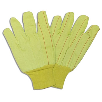Cordova 2830CD High-Viz Yellow, Corded 100% Cotton, Double Palm, Canvas Chore Work Gloves, Yellow Knit Wrist - Dozen