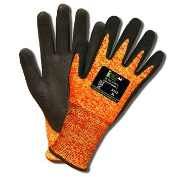 Cordova 3702 iON A4 HPPE/Glass Fiber Glove, Mandarin, Black Sandy Nitrile Palm Coating, 13 Gauge Shell - Pair