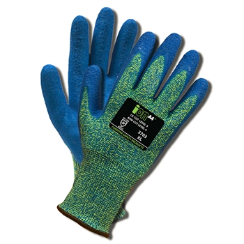 Cordova 3703 iON A4 HPPE/Glass Fiber Glove, Aqua, Blue Crinkle Finish Latex Coating, 13 Gauge Shell - Pair