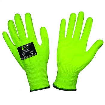 Cordova 3704 iON HV HPPE/Glass Fiber Glove, High Visibility Yellow, HV Yellow Polyurethane Palm Coating - Pair