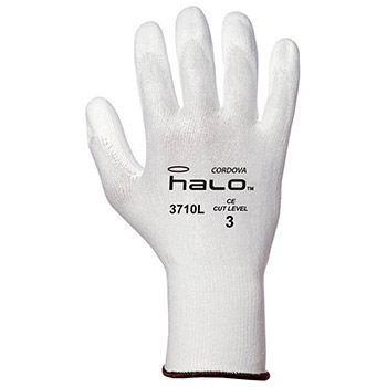 Cordova 3710 Halo HPPE White Safety Glove, White Polyurethane Palm Coating, 13 Gauge Shell, Machine Washable - Pair