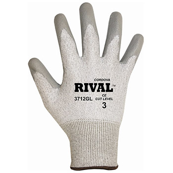 Cordova 3712G Rival HPPE Safety Glove, Salt and Pepper Knit Shell, 13 Gauge Shell Light Gray, Machine Washable - Pair