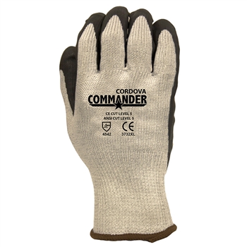 Cordova 3732 Commander Safety Gloves, 10 Gauge HPPE-Steel-Glass Fiber Shell, Black Foam Nitrile Palm Coating - Each