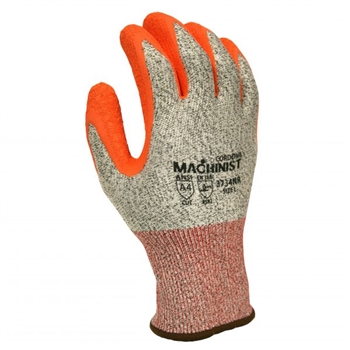 Cordova 3734NR Machinist Safety Gloves, 13 Gauge HPPE-Glass Fiber Shell, Orange Crinkle Latex Palm Coating - Pair