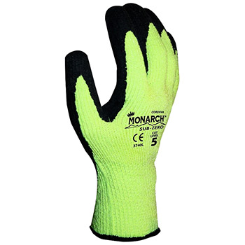 Cordova 3740 Monarch Sub-Zero Work Gloves, Hi Viz Green 7-Gauge Taeki5 Shell, Thermal Brushed Interior for Warmth - Each