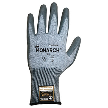 Cordova 3751 Monarch PU Gray Work Gloves, 13-Gauge Taeki5 Gray Shell, Gray Polyurethane Coating - Each