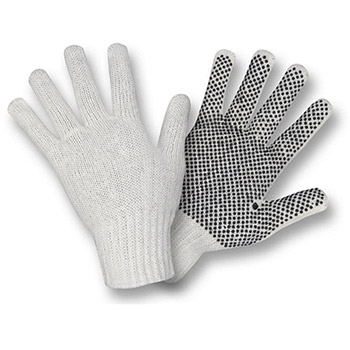 Cordova 3801 Natural Poly-Cotton Glove, One side PVC Dots, Medium Weight, Integrated Knit Wrist, Machine Knit - Dozen