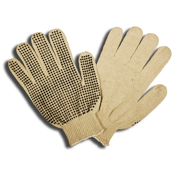 Cordova 3803 Natural Poly-Cotton Glove, 13-Gauge, PVC dots one side, Light Weight, Machine Knit - Dozen