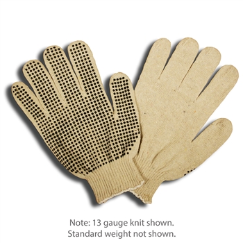Cordova 3815 Natural Poly-Cotton Glove, White PVC dots one side, 7-Gauge, Standard Weight - Dozen
