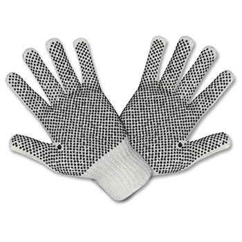 Cordova 3851 Natural Poly-Cotton Glove, Black PVC dots on both sides, 7-Gauge, Economy Weight - Dozen