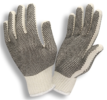Cordova 3855/P Natural Poly-Cotton Glove, Black PVC dots on both sides, Standard Weight, 7-Gauge - Dozen