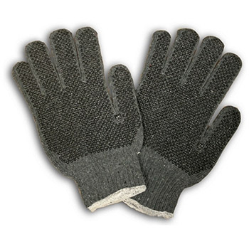 Cordova 3855G Grey Poly-Cotton Glove, Black PVC dots on both sides, 7-Gauge, Medium Weight, Machine Knit - Dozen