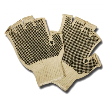 Cordova 3856 Fingerless Poly-Cotton Glove, PVC dots both sides, 7-Gauge, Machine Knit, Natural Color - Dozen