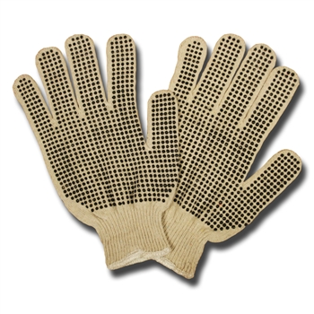Cordova 3858 13- gauge Poly-cotton Glove, Black PVC dots on both sides, Regular Weight, Natural Color - Dozen