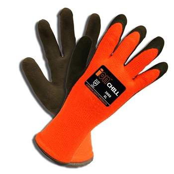 Cordova 3888 iON Chill Thermal Work Glove, 10-Gauge, Hi Viz Orange Acrylic Terry Shell, Sandy Latex Coating - Dozen