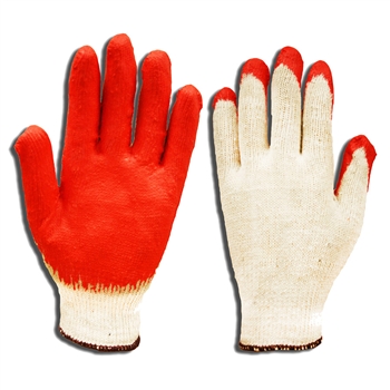 Cordova 3890 Poly/Cotton Latex Coated Glove, Red Latex Palm Coating, Natural Color, 10 Gauge - Dozen