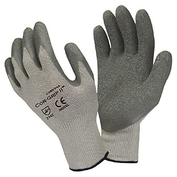 Cordova 3895 Cor-Grip II Palm Coated Glove, Grey Poly-Cotton Blend, Latex Palm Coating, 10-Gauge, Machine Knit - Dozen
