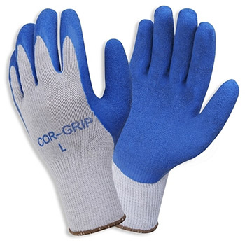 Cordova 3896 Cor-Grip Glove Palm Coated, Latex Palm Coating, Premium Quality, Grey Poly-Cotton Blend - Dozen