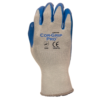 Cordova 3986P Cor-Grip Pro Work Glove, Premium Construction, Grey Poly-Cotton Blend Liner, 10-Gauge Machine Knit - Dozen