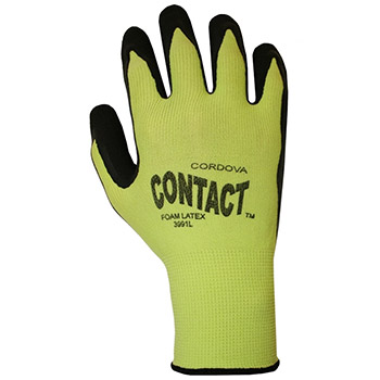 Cordova 3991 Contact Glove Latex Coated, 13-gauge Nylon shell, Lime Green color, Premium Quality - Dozen