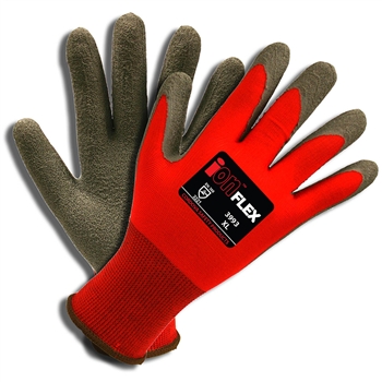 Cordova 3993 iON Flex Nimble Work Gloves, 13-Gauge, Red Nylon Shell, Grey Crinkle Latex Coating - Dozen
