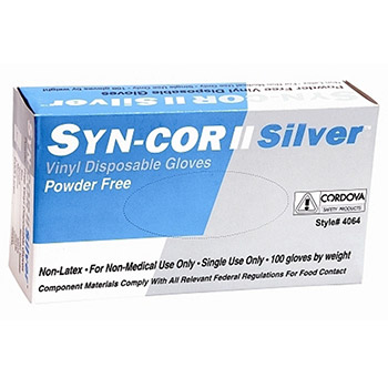 Cordova 4064 Syn-Cor 2 Silver Vinyl Industrial Grade Powder Free - 1 Case
