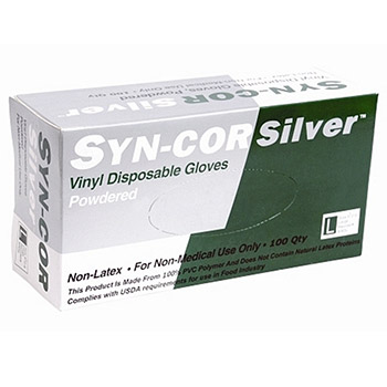 Cordova 4065 Syn-Cor Green Gloves, Industrial Grade Disposable, Green Vinyl, Powdered - Case