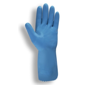 Unsupported Blue Latex, Unlined, Natural Rubber Gloves, 15-Mil Thickness in Palm, Embossed Grip, Scalloped Cuff, Per Dz