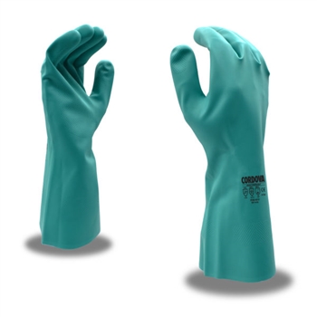 Cordova 4630 Standard Green Nitrile Glove, 100% Cotton Flock Lining, 15-Mil, Embossed Grip, Straight Cuff - Dozen