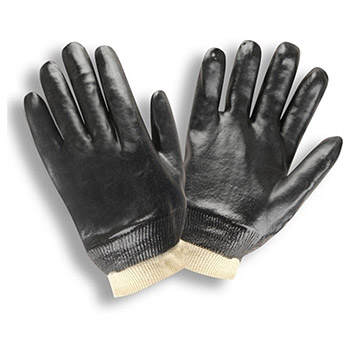 Cordova 5000 Black PVC coated glove, Smooth finish, Interlock lining, Knit wrist - Dozen