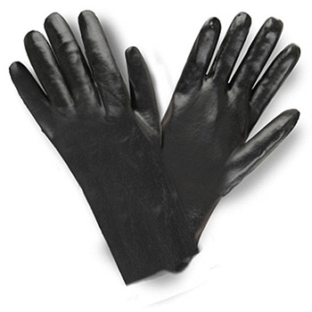 Cordova 5012 Black PVC coated glove, Smooth finish, Jersey lining, 12" Length, Knit wrist - Dozen