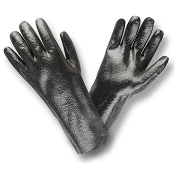 Cordova 5014R Black PVC coated glove, Rough finish, Jersey lining, 14" Length, Knit wrist - Dozen