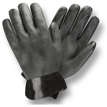 Cordova 5110J Black Double-Dipped PVC glove, 10" Length, Jersey Lined, Etched Grip - Dozen
