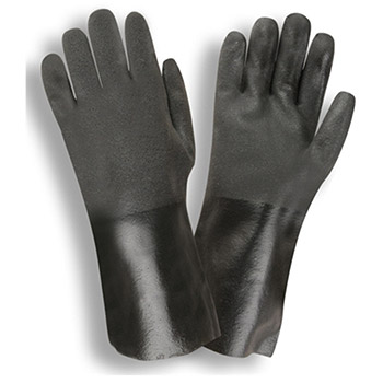 Cordova 5114J Black Double-Dipped PVC glove, 14" Length, Jersey Lined, Etched Grip - Dozen