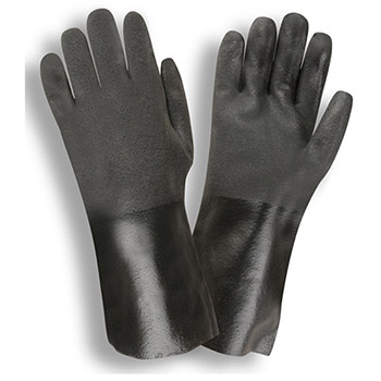 Cordova 5114SJ Black Double-Dipped PVC glove, 14" Length, Sandpaper Grip, Jersey Lined - Dozen