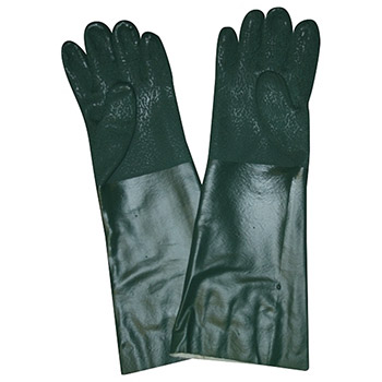 Cordova 5218J Green Double Dipped PVC glove, 18" Length, Etched Grip, Jersey Lined - Dozen