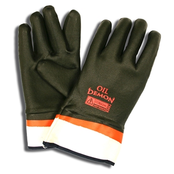 Cordova 5300J Oil Demon Double Dipped Glove, Orange/Black PVC Coated, Sandpaper Grip, Knit wrist - Dozen