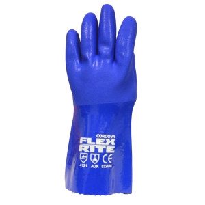 FLEX-RITE Oil-Resistant Blue PVC, Textured Finish, Seamless Cotton Lining, 12-INCH Length, Per DZ