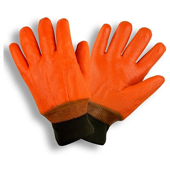 Cordova 5700F Double-Dipped Orange PVC Glove, Foam insulated, Textured Finish, Knit wrist, Supported - Dozen