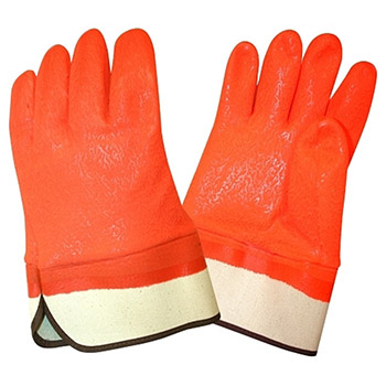 Cordova 5710F Double-Dipped Orange PVC Glove, Foam insulated, Textured Finish, Safety Cuff, Supported - Dozen