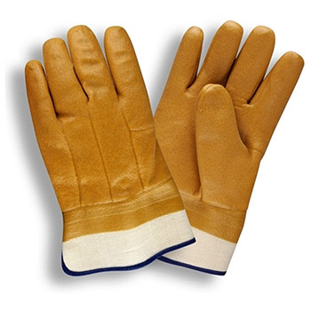Cordova 5710T Double-Dipped Tan PVC Glove, Foam insulated, Textured Finish, Safety Cuff, Supported - Dozen
