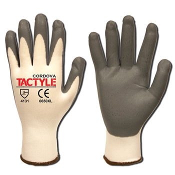 Cordova 6650 Tactyle White Nylon Glove, 13-Gauge, Gray Foam Nitrile Palm Coating - Dozen