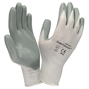 Cordova 6890 Cor-Touch Nitrile Dipped Glove, 13-Gauge White Nylon Shell, Gray Flat Acrylo-Nitrile Palm Coating - Dozen