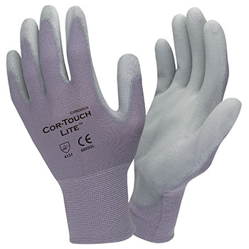 Cordova 6895G Cor-Touch Lite Glove, Gray Nylon shell, Gray PU Palm Coating, 15-Gauge Machine Knit - Dozen