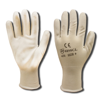 Cordova 6898C Standard White Polyester Glove, White PU Palm Coating, 13-gauge White Polyester shell - Dozen