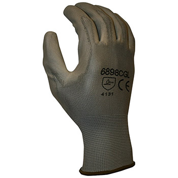 Cordova 6898CG Standard Gray Polyester Glove, Gray PU Palm Coating, 13-Gauge Polyester Shell - Dozen