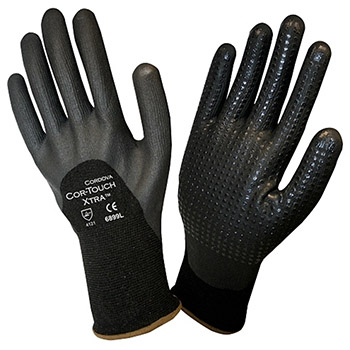Cordova 6899 Cor-Touch Xtra Nylon Glove, Black Nylon/Spandex Shell, Machine Knit - Dozen