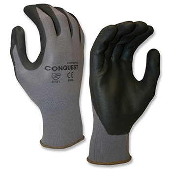 Cordova 6905 Conquest Premium Gray Glove, 13-Gauge Gray Nylon/Spandex Shell, Black Nitrile/PU Palm Coating - Dozen
