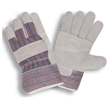 Cordova 7210 Economy Shoulder Leather Glove, Striped Canvas Back, Patch Palm Construction, Starched Safety Cuff - Dozen